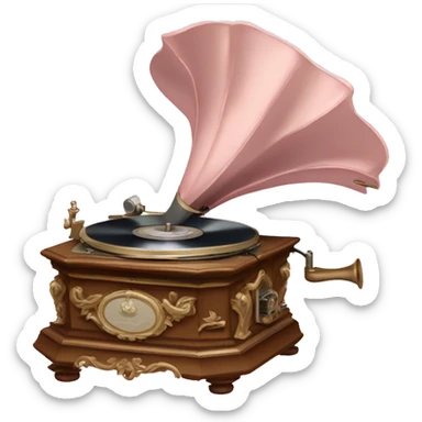 Pale pink rococo phonograph sticker