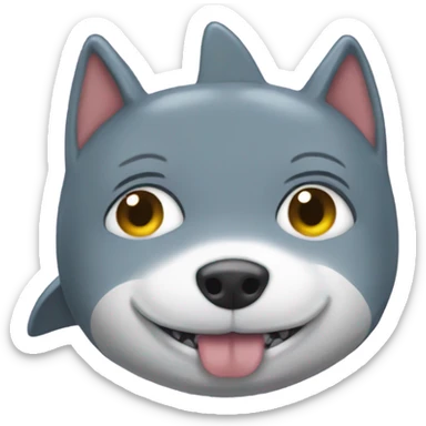 dog wearing shark onesie  sticker