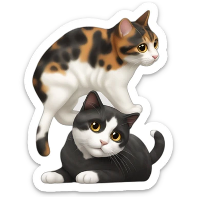 two cats, one black and white, second tortoise shell color  sticker