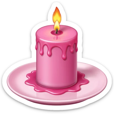 A drawing of a flaming pink candle that could be used on a romantic dinner table. The camera should be isometric at a right angle. sticker