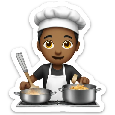 boy cooking in kitchen sticker