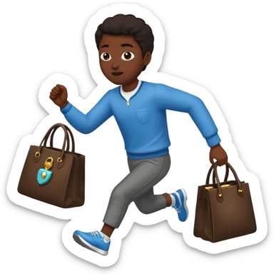 Thief running with stolen jewelry bag sticker