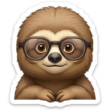 A sloth wearing glasses looking smart sticker
