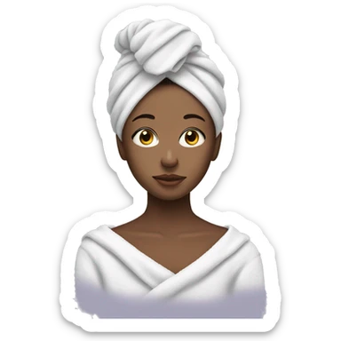 girl with face mask on her face and towel on her hair sticker