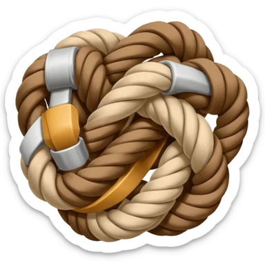 rope tied in a simple knot, rounded edges, cute, soft shading, sticker
