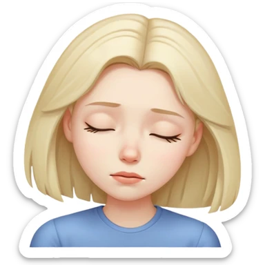 Girl showing sleepiness, pale skin tone, shoulder-length hair sticker