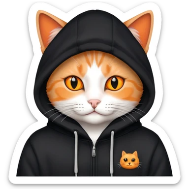 Cat with essentials hoodie sticker