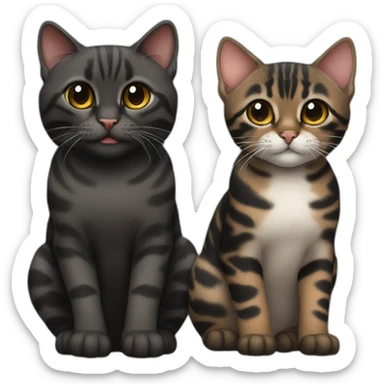 two-cats-bengal-and-cat-black-kitten-together sticker