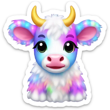 Lisa frank Christmas fluffy baby cow sticker