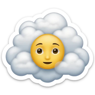 Face in clouds yellow circle and black eyes and remove a mouth and move in a cloud remove a mouth on face sticker