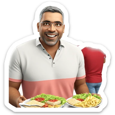 smiling boys enjoying a meal sticker