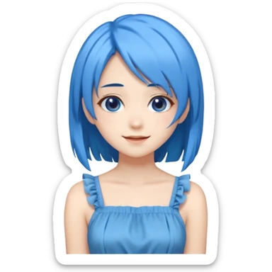 pixel somehow produce anime girl with blue hair sticker