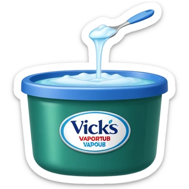 make an emoji of Vicks Vaporub - it should have a dark green lid and a blue tub sticker