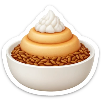 A cute white bowl of steaming rice piled high like a small mountain (korean style gobongbap), pure white rice,  sticker