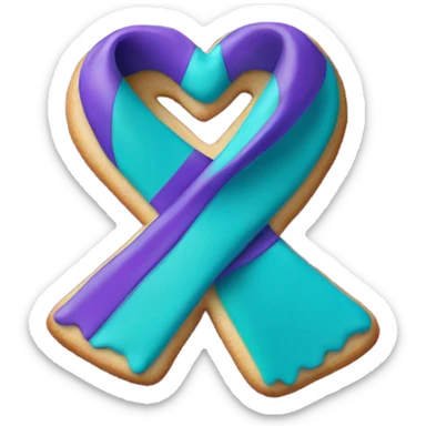 Purple teal Suicide awareness ribbon, heart cookie sticker