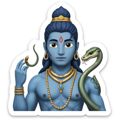 Mahadev real god  shiv not like cartoon  blue body and trishul and and had damru and nack around sanke  sticker