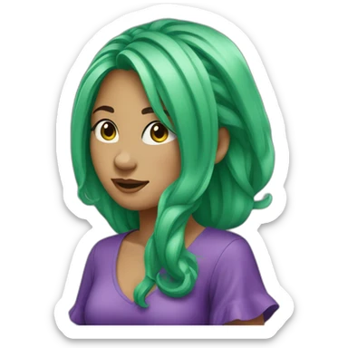 girl-with-green-hair-and-purple-dress sticker
