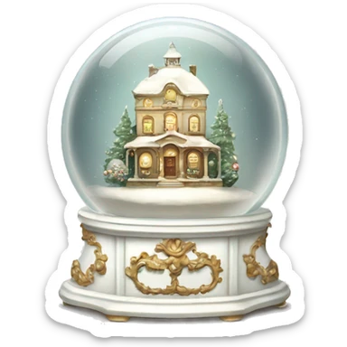 vintage white rococo snow globe sticker