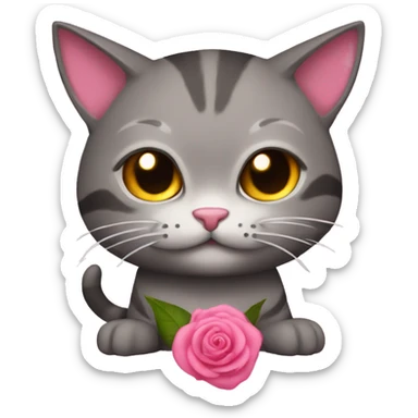 gato con moño rosa sticker