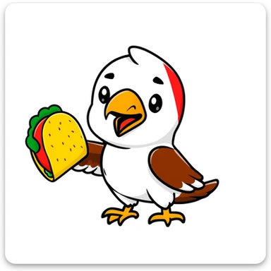 Mexican flag with eagle holding a taco instead of a snake sticker