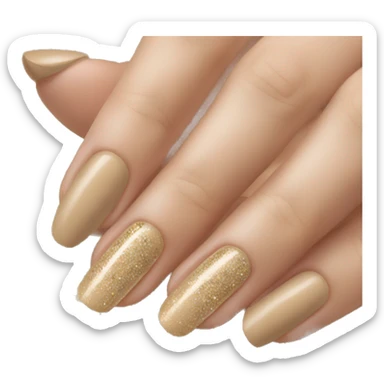 Beige nails with glitter  sticker