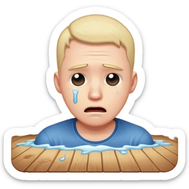 Crying male banging on the floor sticker