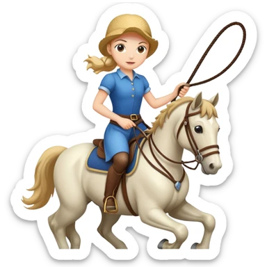 girl riding a horse holding a whip sticker