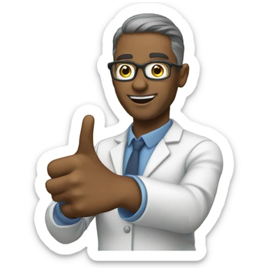 physical science teacher pointing at the b sticker