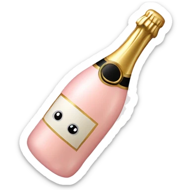 Pale plush pink champagne bottle  sticker