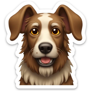 Brown scraggly dog with antlers and red nose sticker