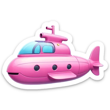 pink mini single submarine in cartoon  sticker