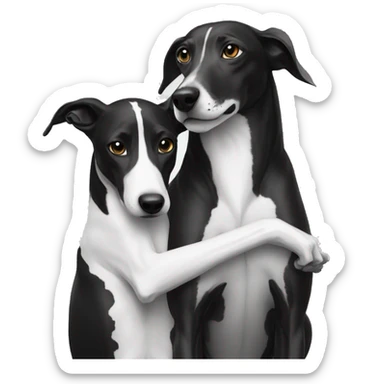 a squid hugs a black and white greyhound sticker