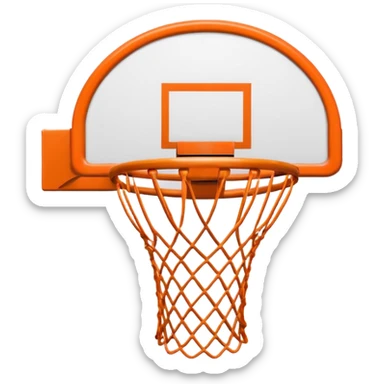 basketball hoop object icon, backboard and rim, net details, 3D cartoon, mobile game icon style, centered, clean background, no text, no watermark
 sticker