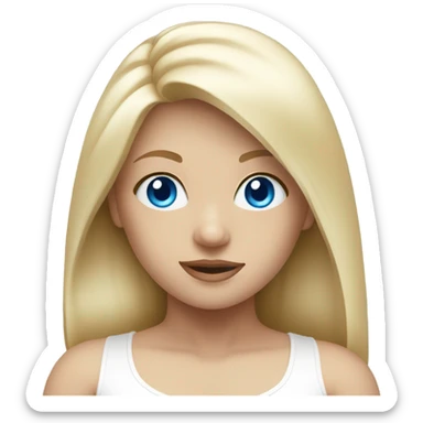 Blonde girl doing yoga in white suit blue eyes sticker