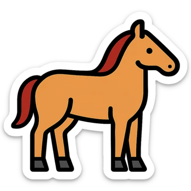 horse color outline icon, simple, clean lines, minimal detail, modern style sticker