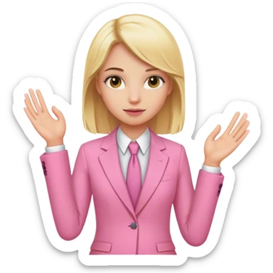 Blond girl pink suit hand sticker