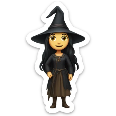 A  romanian female black hair witch sticker