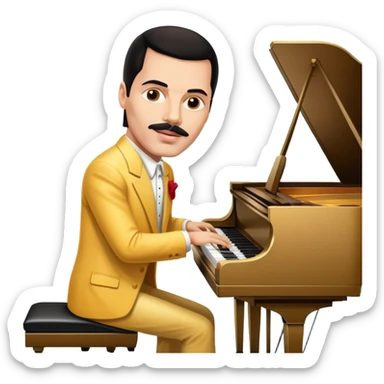 Freddie Mercury playing grand piano sticker