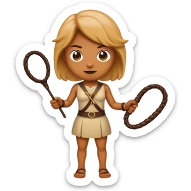 Emoji holding a whip sticker