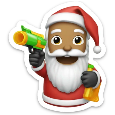 Santa with a watergun sticker