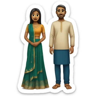 Couple standing in indian kurta and sarre sticker