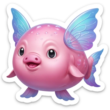 blobfish that is a magical fairy with wings sticker