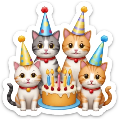 12 cats at a birthday party sticker