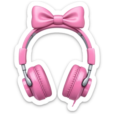  cute headphones with a pink bow  sticker