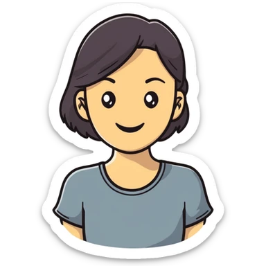 young adult woman with smile sticker