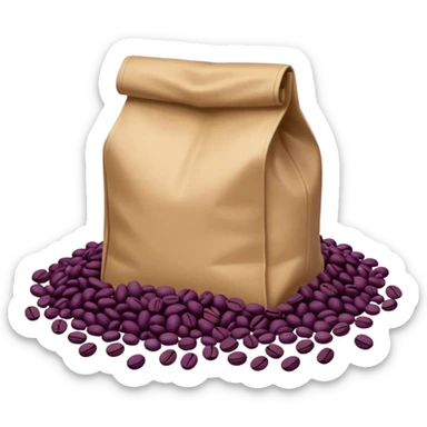 Bag of purple coffee beans lying on the floor sticker