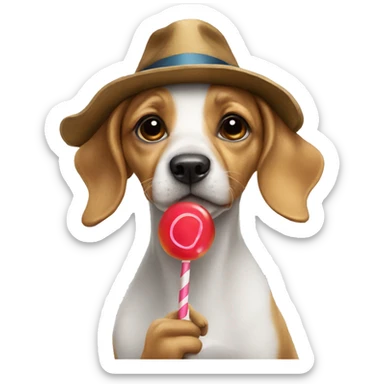 Dog with a hat and a lollipop  sticker