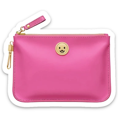 pink stoney clover lane rectangle pouch with shiny gold zipper and a circle zipper puller = pouch should be solid pouch should be more 3d sticker