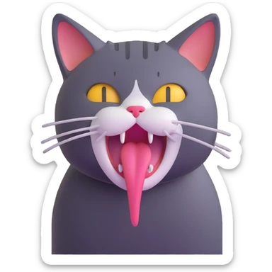 cat choking itself sticker