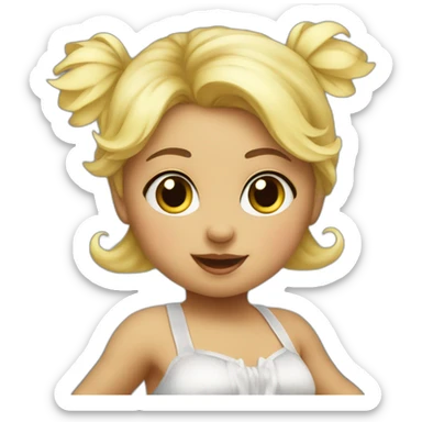 little blonde baby girl in a bird costume dancing sticker